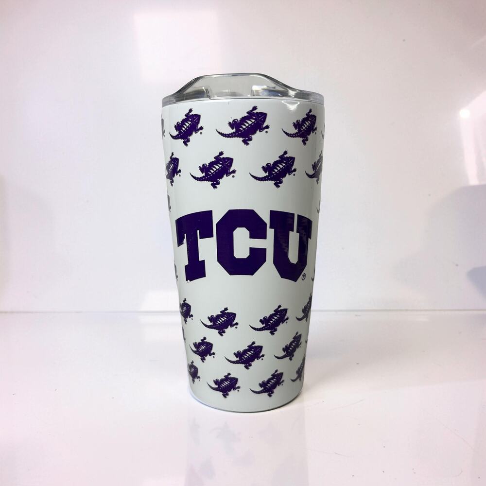 Tervis TCU Horned Frogs Stainless Steel 20oz Tumbler White Purple Logo